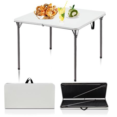 34" Folding Table, Portable Square Folding Card Table with Collapsible Legs &