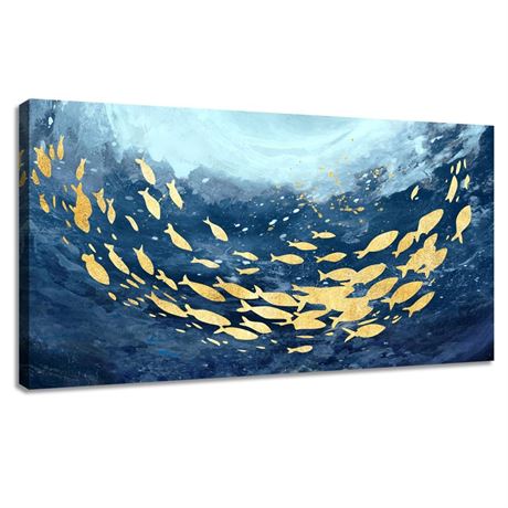 Ocean Fish Abstract Picture Decor Wall Art Modern Simple Style with Hand