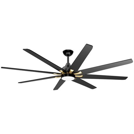 wurzee 72" Large Industrial Ceiling Fans with Light, 6 Speed, Reversible DC