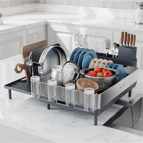 SUNLY Large Dish Drying Rack, Expandable Dish Racks for Kitchen Counter, Space