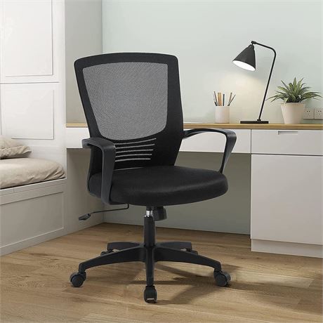 Office Chair, Desk Chair with Rocking Back, Mid-Back Mesh Computer Chair with