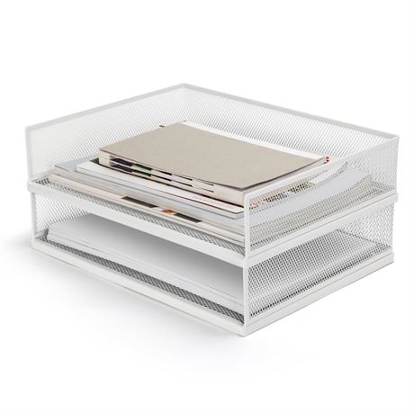 Wire Mesh Letter/Paper Tray - Stackable Durable Metal Desk Organizer Storage