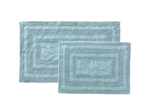 Eddie Bauer Logan Sea Blue Cotton Tufted Bath Rug Set