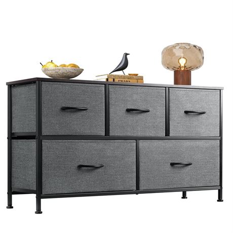 WLIVE Dresser for Bedroom with 5 Drawers, Wide Chest of Drawers, Fabric