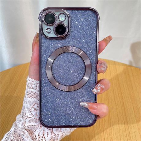 AIGOMARA Magnetic Case for iPhone 15 Case [Compatible with Magsafe] [Glitter