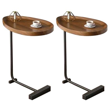 NIOIIKIT C-Shaped End Table Set of 2, Vintage Side Table for Small Spaces,