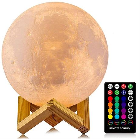Moon Lamp, LOGROTATE 16 Colors LED Night Light for Kids 3D Printing Moon Light
