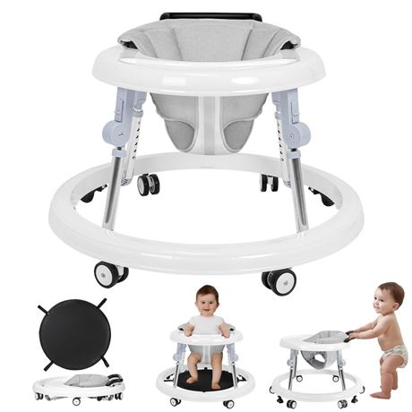 Foldable Baby Walker with Wheels and Anti-Rollover, Sit to Stand Activity