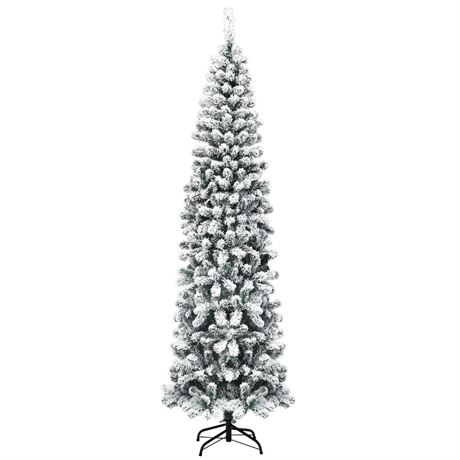 7.5 ft. White Unlit Light Type Flocked Classic Pencil Artificial Christmas Tree