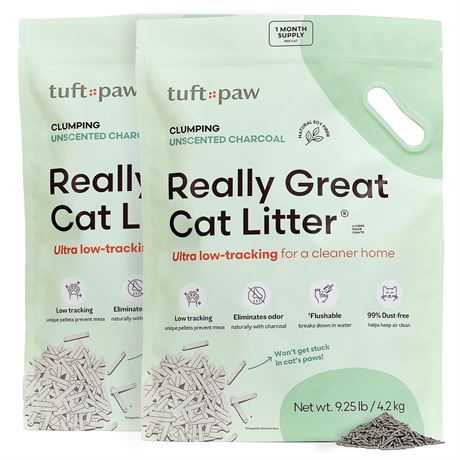 Tuft + Paw Really Great Cat Litter, Low Tracking Tofu Cat Litter, Clumping,