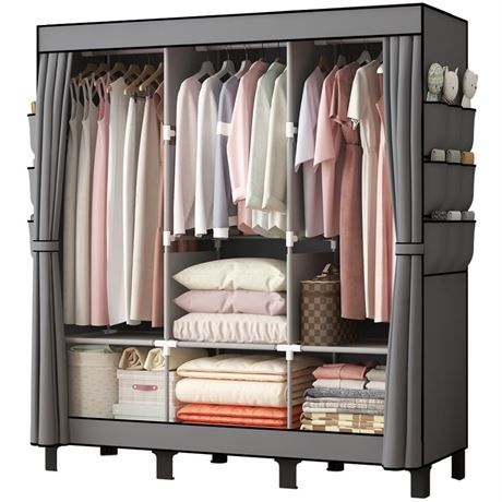Portable Closet, 51.18" Large Capacity Clothing Storage Organizer with 3