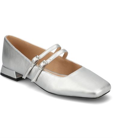 Journee Women's Gredah Mary Jane Flat Shoes (Silver) - Size 11.0 M
