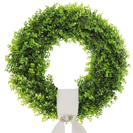 24" Large Boxwood Wreath - Premium Artificial Boxwood Wreath for Front Door,