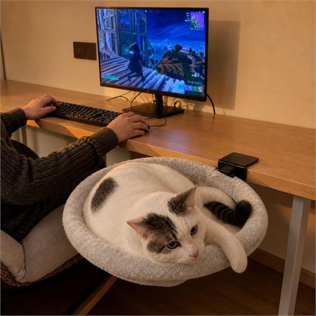 Cat Desk Bed, Foldable Desk Mounted Cat Bed for Large Cats, Heavy Duty Support