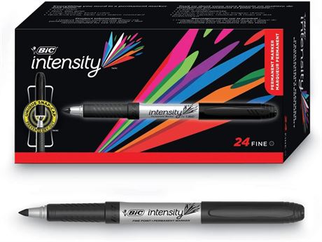 BIC Intensity Permanent Markers, Fine Point, Black, 24-Count (packaging may