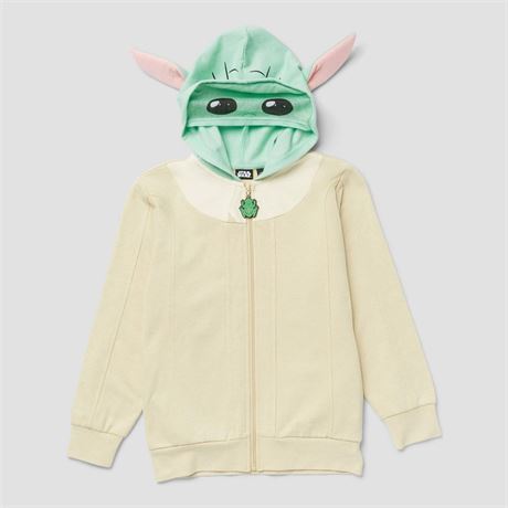 Boys' Star Wars: the Mandalorian Grogu Cosplay Sweatshirt - Green/Beige XS