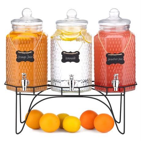 Elixir Glassware Glass Drink Dispenser Set - 1 Gallon Glass Beverage Dispenser