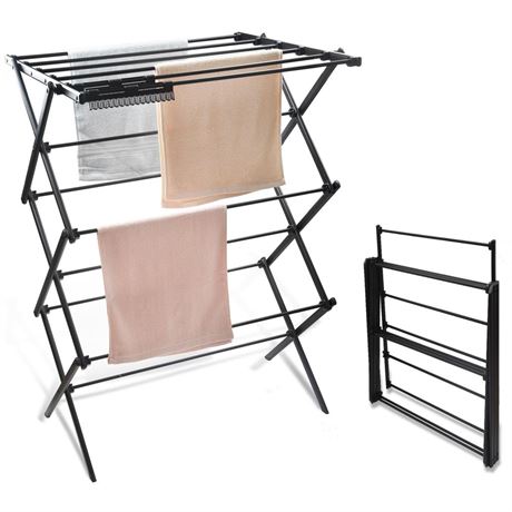3 Tiers Extendable Clothes Drying Rack, Vertical Laundry Rack Portable and