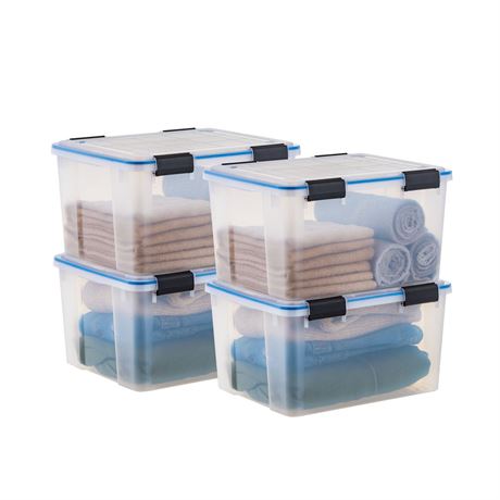 IRIS USA IRIS 44 Qt. Plastic Storage Bins with Sealed Lids, Clear Gasket Box,