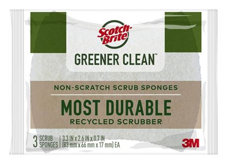 Scotch-Brite Greener Clean Non-Scratch Scrub Sponge, Sponge for Washing Dishes,