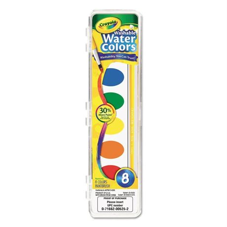 Crayola Washable Watercolor Set, 8-Colors, Back to School Supplies for Kids,