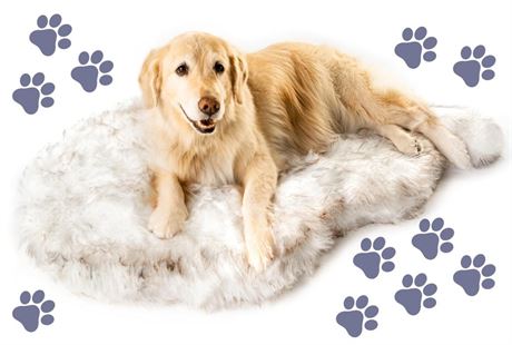 PupRug Orthopedic Dog Bed for Large Dogs with Fluffy Soft Faux Fur and Memory