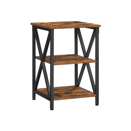 Industrial Brown 3-Layer Metal Frame Side Table