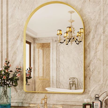 Bathroom Mirror, 26×38 Inch Wall Mirror for Bathroom Arched Mirrors Brushed