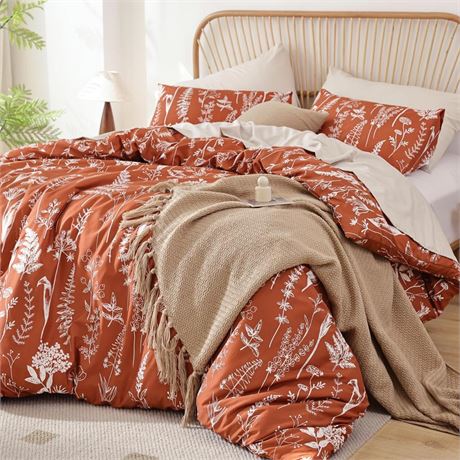 JANZAA Queen Comforter Set - Floral Comforters Queen Size, Bedding Comforter