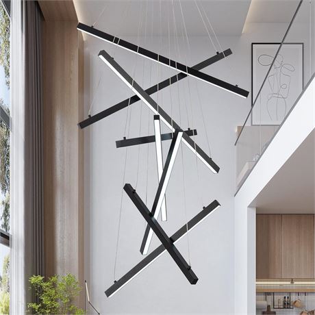 Modern Led Chandelier, High Ceiling Chandelier, Linear Chandelier 8 Lights