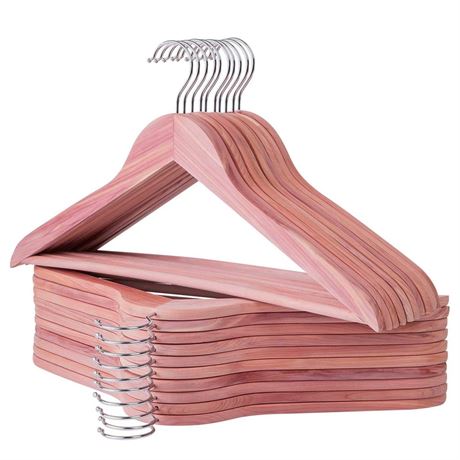 Cedar Hangers 30 Pack, American Red Cedar Wood Suit Hangers with 360° Swivel