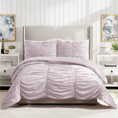 Modern Heirloom Emily Purple 2-Piece Pleated Comforter Set, Twin/Twin XL