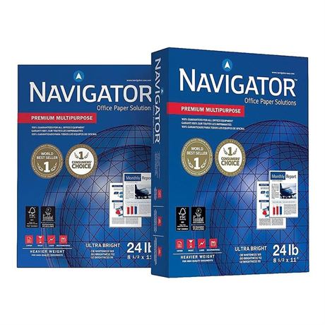 Navigator Platinum Multipurpose Paper; 8.5" x 11" (Letter); 99 Brightness; 24