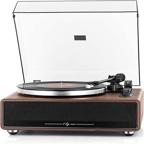 1 by ONE High Fidelity Belt Drive Turntable with Built-in Speakers, Vinyl