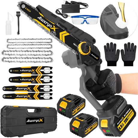 8" & 6" Mini Chainsaw Brushless, 2025 Upgraded 2x4.0AH Battery Portable