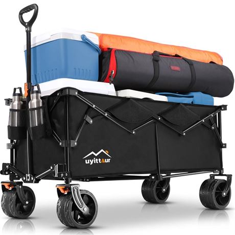 Large Collapsible Extended Beach Wagon Cart 300L, 440lbs Weight Capacity Heavy