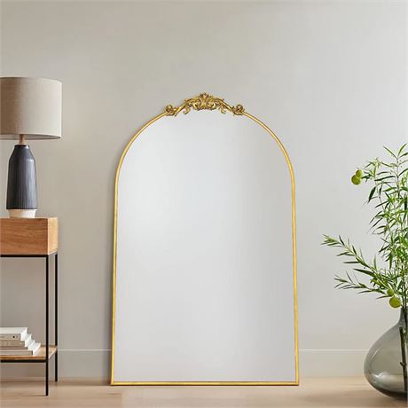 30x48'' Arched Ornate Wall Mirror for Mantel Traditional Baroque Inspired