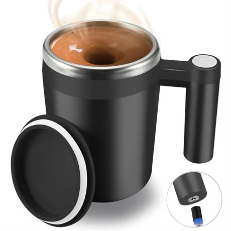 Self Stirring Mug,Rechargeable Auto Magnetic Coffee Mug with 2Pc Stir