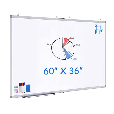 Large Magnetic Whiteboard, maxtek 60 x 36 Magnetic Dry Erase Board Foldable