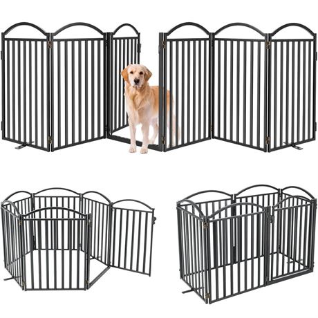 Malier Metal Freestanding Dog Gates with Door, 32'' Height 6 Panels Dog Gates