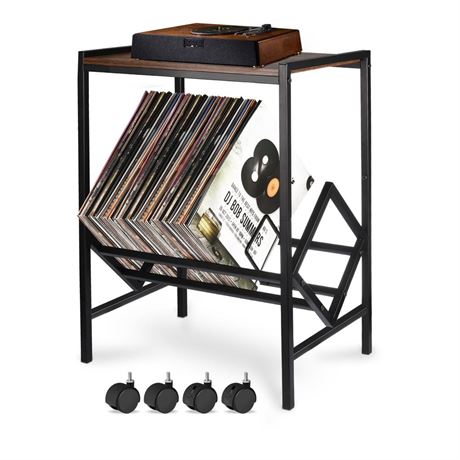DACK Record Player Stand with Storage Up to 80 Albums,Turntable Stand with