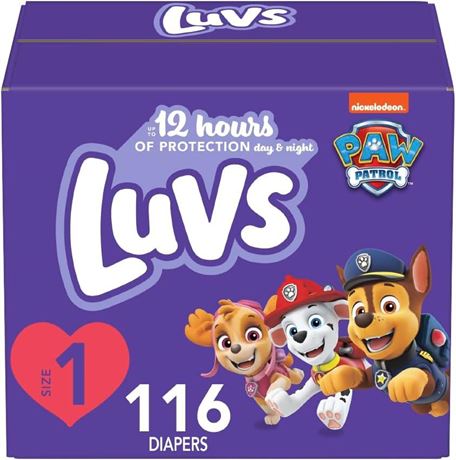 OFFSITE Luvs Diapers - Size 1, 116 Count, Paw Patrol Disposable Baby Diapers