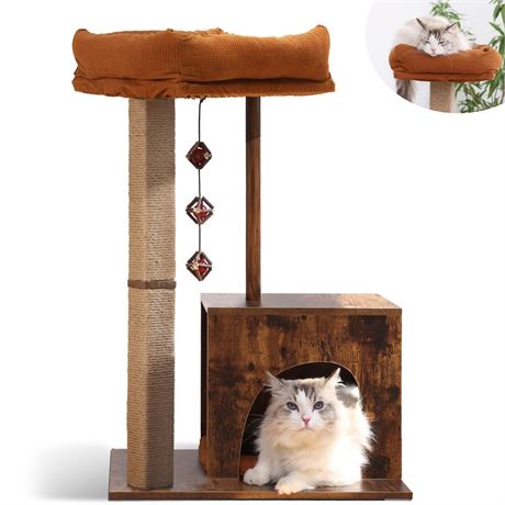 FUKUMARU Cat Scratching Post, Modern Style Cat Tree with Unique Square Post,