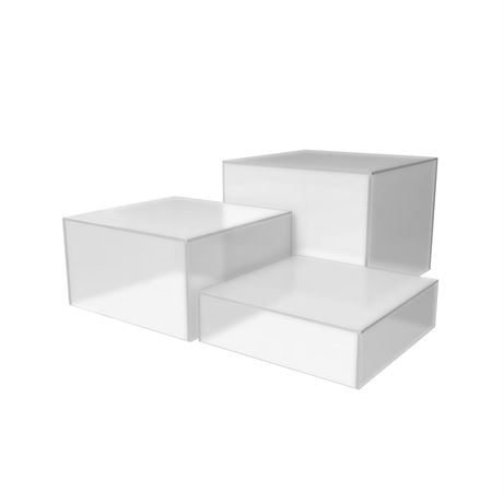 3 Piece Acrylic Display Boxes Retail Frosted Product Riser 2", 4", 6" High Cake