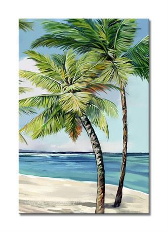 Palm Tree Wall Art Tropical Painting Pictures Print On Canvas, Beach Framed