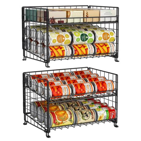 2-Pack Stackable Can Rack Organizer, Can Storage for Kitchen Pantry Cabinet,