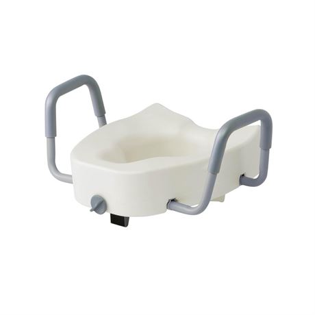 Medline 5" Elongated Raised Toilet Seat, with Lock and Removable Padded Arms- A