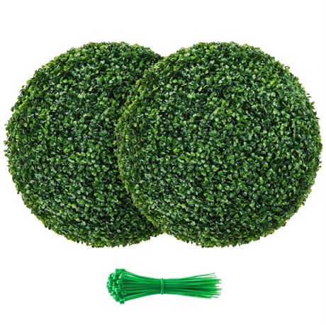 2 Pcs 15 inch Boxwood Topiary Ball Artificial Plant Topiary Ball Faux Boxwood