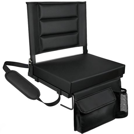 Stadium Seats with Back Support,Bleacher Chairs with Cushion, Portable Folding