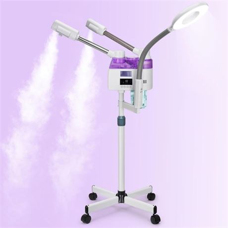 Facial Steamer, Professional 3 in 1 Facial Steamer with 5X Magnifying LED Lamp,